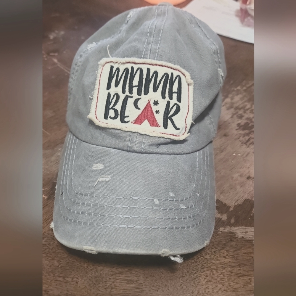 Mama bear destressed hat